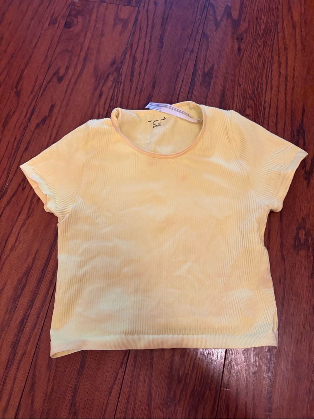 Urban Outfitters Yellow Ribbed Short Sleeve Tee